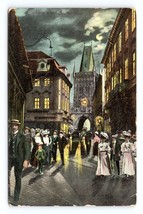 Celetná Street View at Night Prague Czechoslovakia 1910 DB Postcard L14 - $15.10