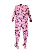 Betty Boop Womens Footed Pajamas Size M 7/9 Fleece One Piece Pink &amp; Red - $21.34