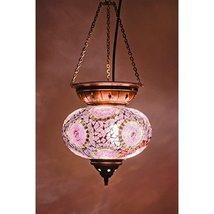 LaModaHome Mosaic Chandelier Set Single Globe, Handmade Authentic Tiffany Lighti - £59.65 GBP