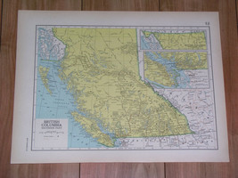 1944 Vintage Wwii Map British Columbia Vancouver Island Saskatchewan / Canada - £15.96 GBP