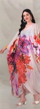 Indian Printed Luxury Feather Silk Kaftan Dress Women Nightwear Limited Edition - £25.01 GBP