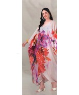 Indian Printed Luxury Feather Silk Kaftan Dress Women Nightwear Limited ... - £24.55 GBP