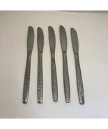 5 Dinner Knives Frosted Flowers Stainless Korea Flatware 8.5&quot; - £23.34 GBP