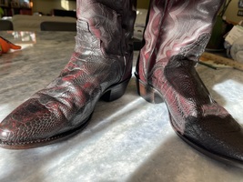 J. Chisholm leather dark burgundy cowboy boots, made in USA men’s 9.5 D image 6