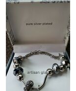 Pure Silver Plated Artisan Glass Bracelet - $30.00