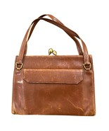 Koret Vintage Brown Leather Top Handle Clasp Purse With Gold Accents &amp; B... - $1,370.84 MXN