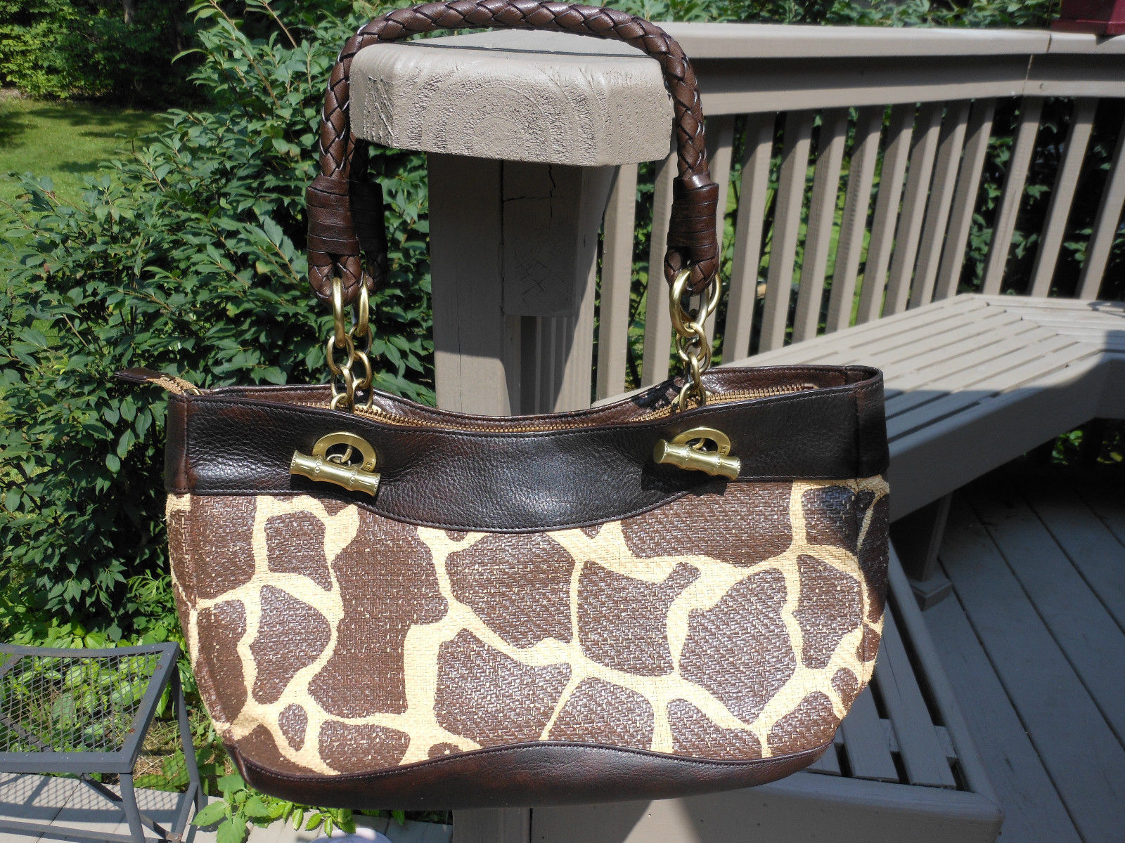 ELAINE TURNER Giraffe Print HandBAG Satchel Size Medium - $34.99