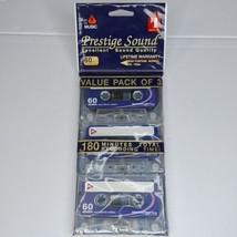 Prestige Sound Blank Cassettes 3 Pack of 60 minute tapes New &amp; Sealed - £6.35 GBP