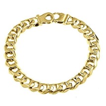 Men&#39;s Beveled Cuban Link Bracelet 14k Solid Yellow Gold Handmade 42 g 9.7 mm - £3,409.43 GBP