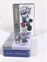 Yorkshire Poker Set: 80 Poker Chips, Dealer Button, Playing Cards + Case NEW - £7.80 GBP