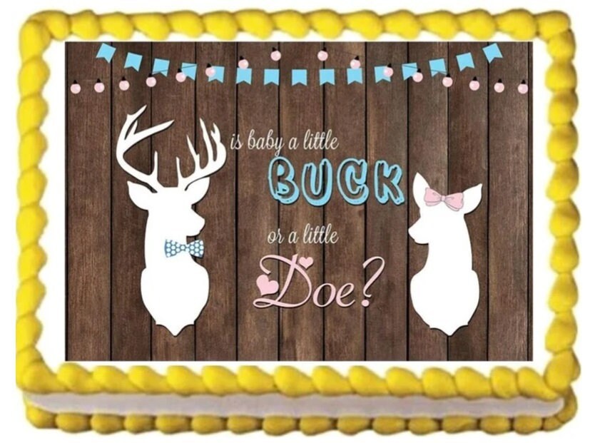 Buck Or Doe Image Gender Reveal Baby Shower Cute Cake Topper Decoration ... - $9.47