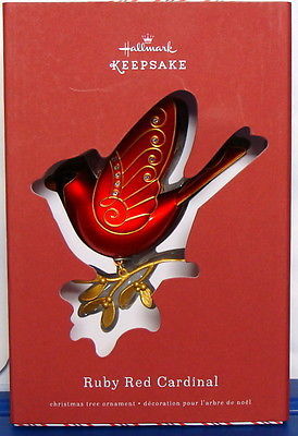 Ruby Red Cardinal Bird 2015 Hallmark Premium Metal Christmas Ornament Holiday - $69.90