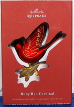 Ruby Red Cardinal Bird 2015 Hallmark Premium Metal Christmas Ornament Ho... - £54.68 GBP
