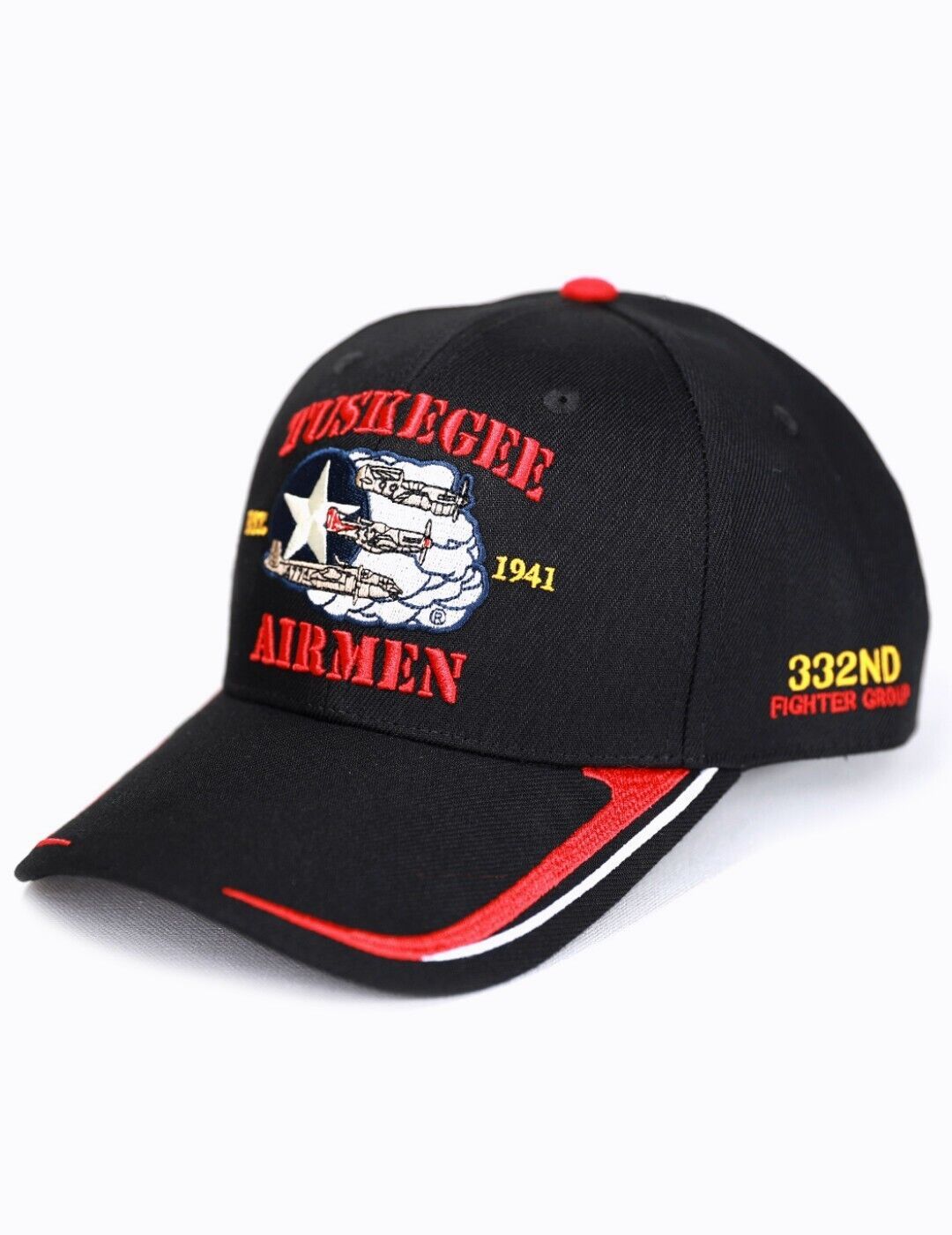 TUSKEGEE AIRMAN  BALL BEANIE  TUSKEGEE AIRMEN RED TAIL SKULL CAP  BLACK ... - $24.49