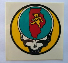 Grateful Dead Car Window Decal Yellow Bear Walking Through Chicago Illinois 1990 - £6.50 GBP
