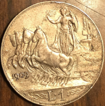 1909 ITALY SILVER 1 LIRA COIN - $29.18