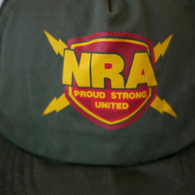 Vintage NRA &quot;Proud Strong United&quot; OD Green Cotton Baseball Cap Snapback Adjust - £15.49 GBP