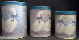 Set of 3 Winter Goose Geese Ducks in Snow Metal Nesting Tins-Cookies,Candy,Bars - £7.98 GBP
