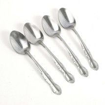 Utica Woodbine 6&quot; Dinner Spoons Stainless Floral Scrolls Set 4 - £14.78 GBP