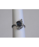 Vintage New old stock size 6.5 ring 18khge sapphire blue clear crystals  - $34.30 CAD