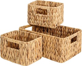 Storageworks Handwoven Storage Baskets, Water Hyacinth, 1Pc Large, 2Pcs Medium - £34.25 GBP