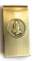 Praying Hands One Day At A Time Money Clip Brass Bronze - $8.09 CAD