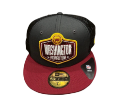 NWT New Washington Commanders New Era 59Fifty Draft Patch Size 7 1/8 Fitted Hat - £18.90 GBP