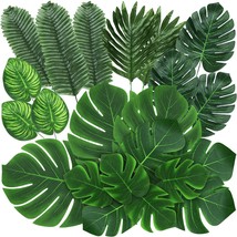 Quanqiufei 74 Pcs.7 Kinds Artificial Palm Leaves Tropical Fake Leaves, Monstera - £28.72 GBP