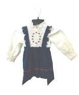 Princess Anne Hand Smocked Dress Navy White Girls T4 Cotton Poly Blend Vtg - £18.38 GBP