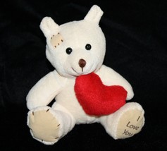 Oriental Trading I Love You Teddy Bear Valentines Day 5&quot; Cream Plush Red... - £9.21 GBP