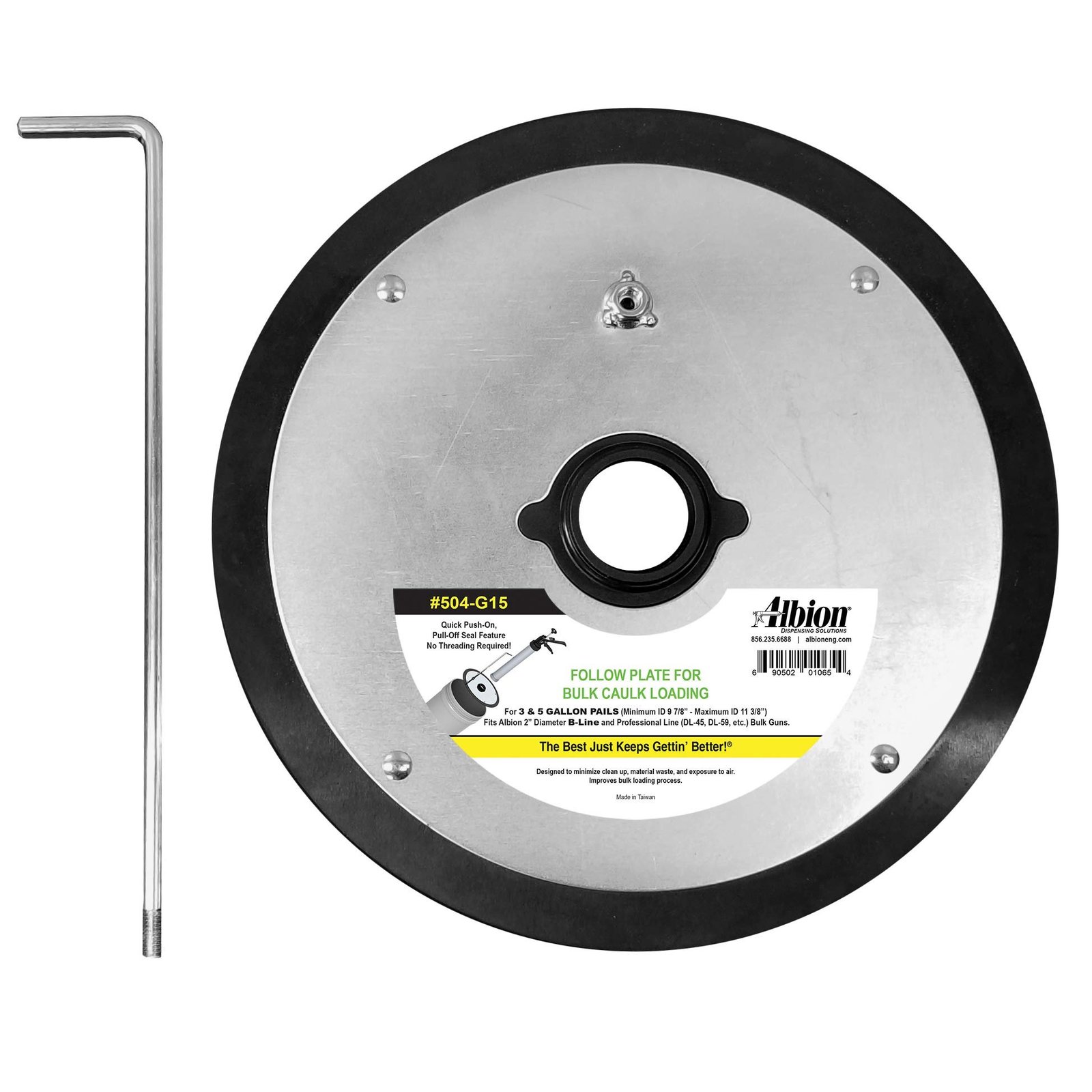 Albion Engineering 504-G15 Slip-on Follow Plate for 5 Gallon Pail (No Th... - $52.07