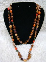 Long Multi-Colored Unique Beaded Bean and Shell Fashion Jewelry Necklace, Access - £10.29 GBP