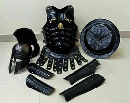 Medieval Muscle Jacket With Greek Corinthian Helmet Armor Spartan Costume - $294.49