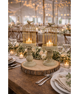 Teal and Gold Iron Pedestal Bird Cage Candle Holder- Small - $30.99