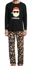 Mens Pajamas Christmas #THE MAN SANTA Black 2 Pc Long Sleeve Top &amp; Pants-sz S - £21.83 GBP