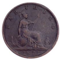 1872 Grande-Bretagne Farthing VF État Km #747.2 - $522.00 MXN