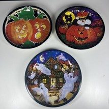 Lot Of Vintage Halloween Tin Serving Tray Bowls Haunted House Jack O lantern Cat - £19.73 GBP