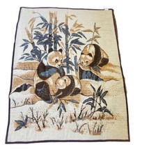 Vintage Brown Reversible Nature Asian Panda Scene Eating Bamboo 60 X 80 - $77.22