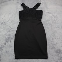 Mystic Dress Womens M Black Plain Sleeveless Scoop Neck Laced Strap Pencil Cut - £23.72 GBP