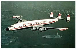 TWA Trans World Airlines Lockheed L1049G SuperG NY Harbor Postcard 1955 - £11.65 GBP