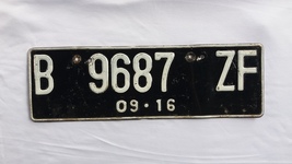 Used Original Collectible License Car Plate B 9687 ZF Indonesia 2016 - £47.21 GBP