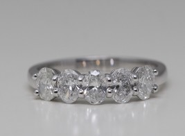 18k White Gold Oval Five Stone Diamond Ring (1.1 Ct,F Color,VS2-SI1 Clarity) - £1,840.64 GBP