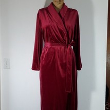 Oscar De La Renta Pink Label Robe Burgundy Velvet Full Length Pockets Size  L - £52.35 GBP