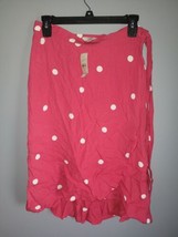 LOFT Pink White Polka Dot Wrap Skirt Viscose Midi Length Lightweight Size 8P - £26.23 GBP