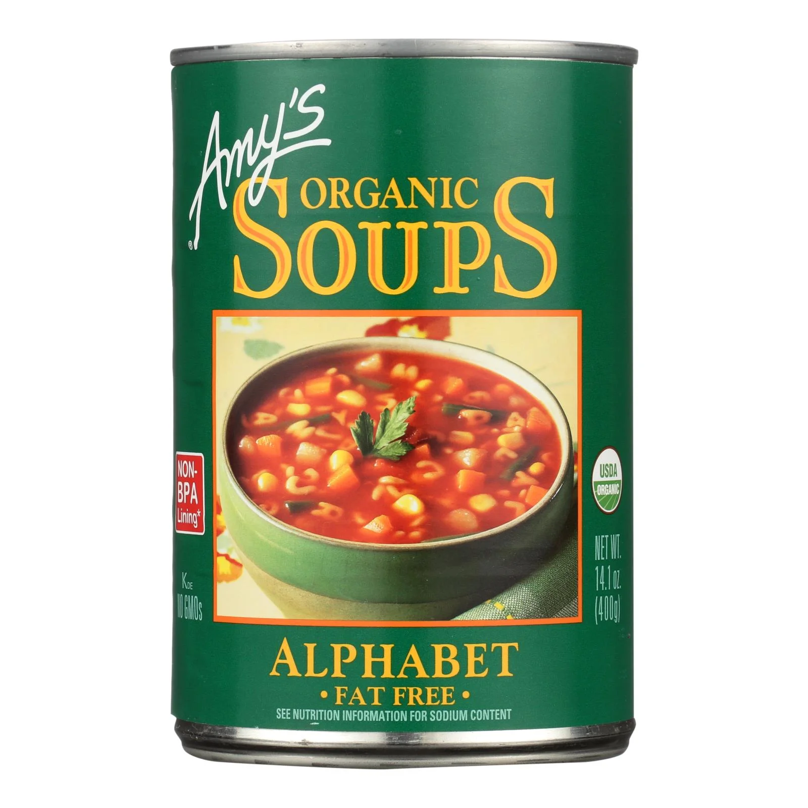Amy's Organic Alphabet Soup, 14.1 oz Can Case 12, low fat, kids pasta, vegan - $78.99