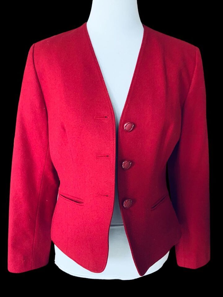 Primary image for PENDLETON LADIES CLASSIC TRADITIONAL VNECK BUTTON FRONT BURGUNDY BLAZER EUC 8