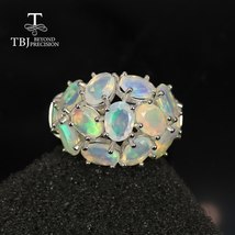 12ct Natural Opal colorful Gemstones big Ring ov5*7mm 925 sterling silver luxury - £249.95 GBP