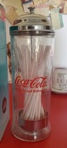 Vintage 1992 Coca-Cola Straw Dispenser Glass Holder Soda Drink Diner Made USA - £43.36 GBP