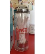 Vintage 1992 Coca-Cola Straw Dispenser Glass Holder Soda Drink Diner Mad... - £42.84 GBP