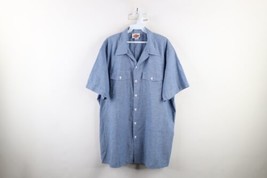 Vintage 70s Dickies Mens 2XL Distressed Chambray Mechanic Work Button Shirt USA - £46.48 GBP